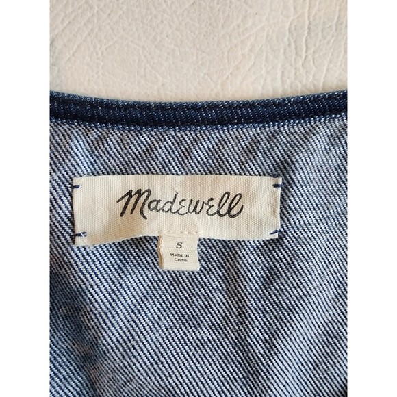 Madewell Denim Long Sleeve V-Neck Blouse Ruffled Top Women’s Size Small - Picture 3 of 6